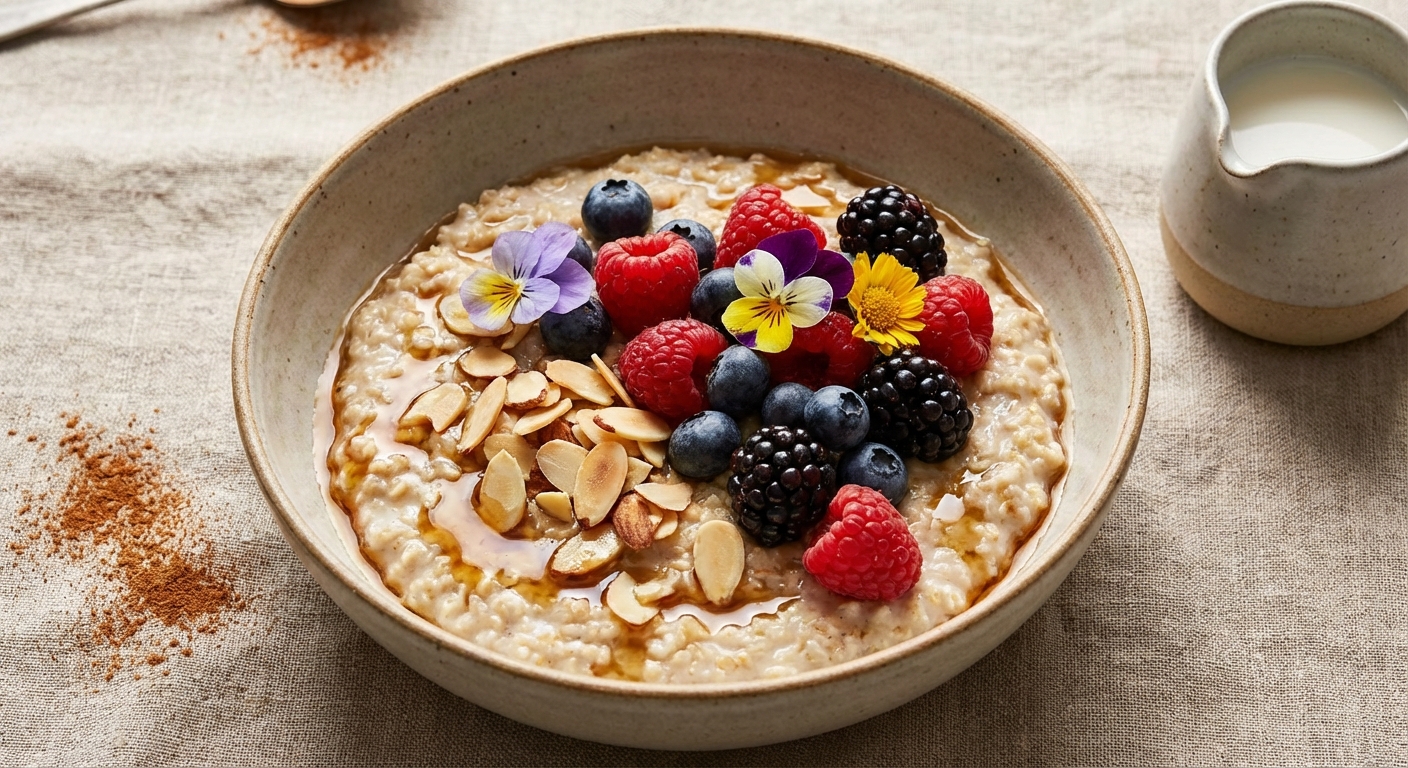 Warm Steel-Cut Oats with Berries & Almonds