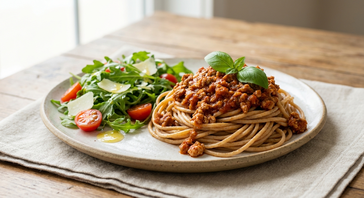Whole-Wheat Pasta with Turkey Bolognese & Arugula Salad