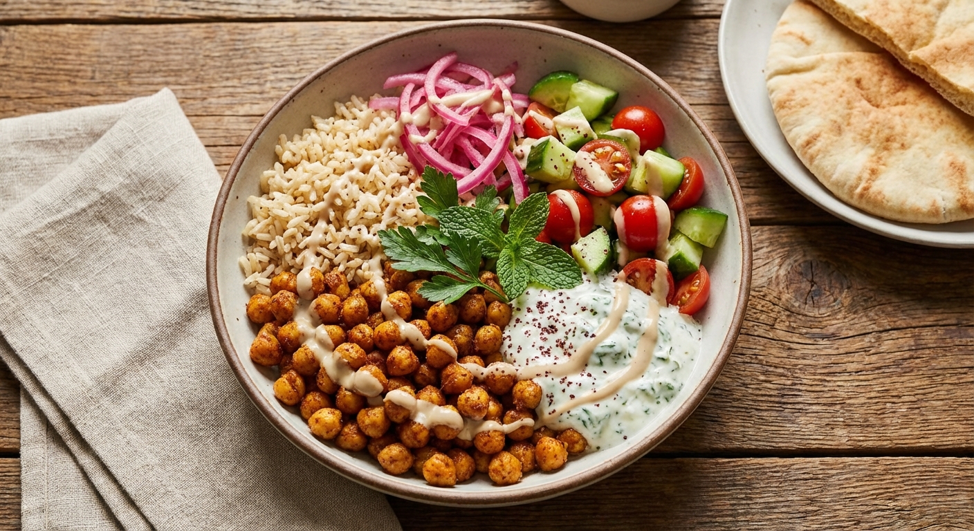 Chickpea Shawarma Bowl with Brown Rice