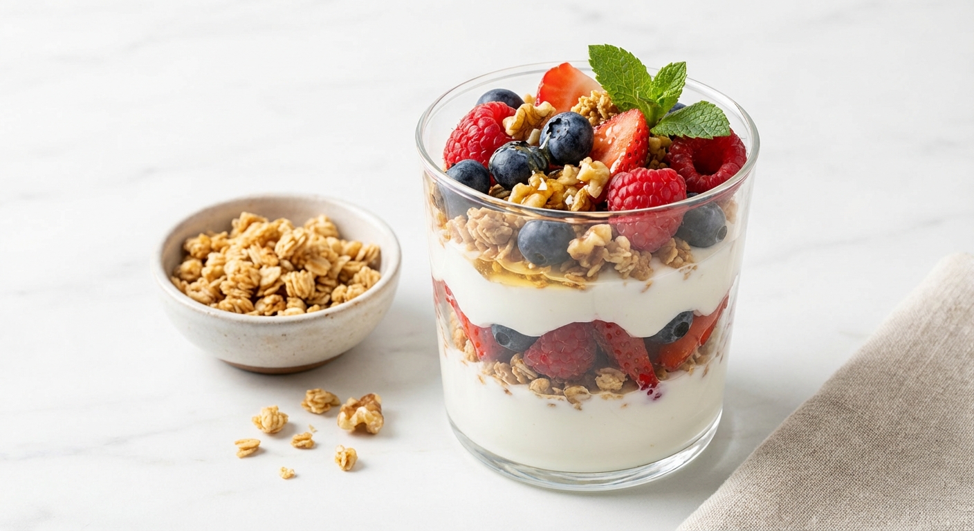 Greek Yogurt Berry Parfait with Granola & Walnuts