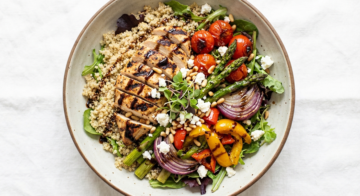 Grilled Chicken & Quinoa Salad with Roasted Veggies