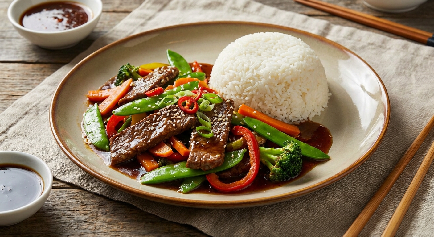 Beef & Vegetable Stir-Fry with Jasmine Rice (Gluten-Free)