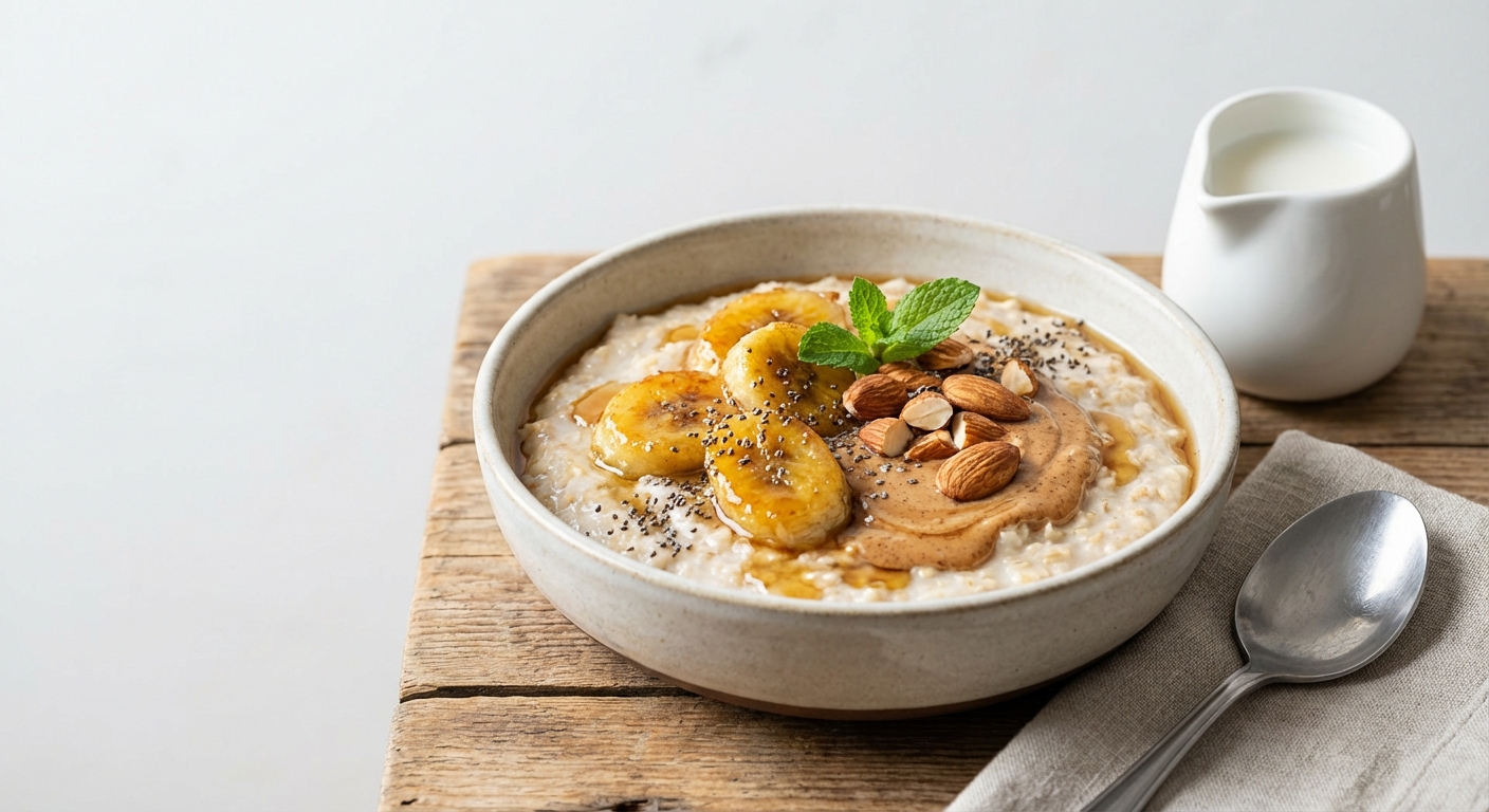 Warm Oatmeal with Banana & Almond Butter