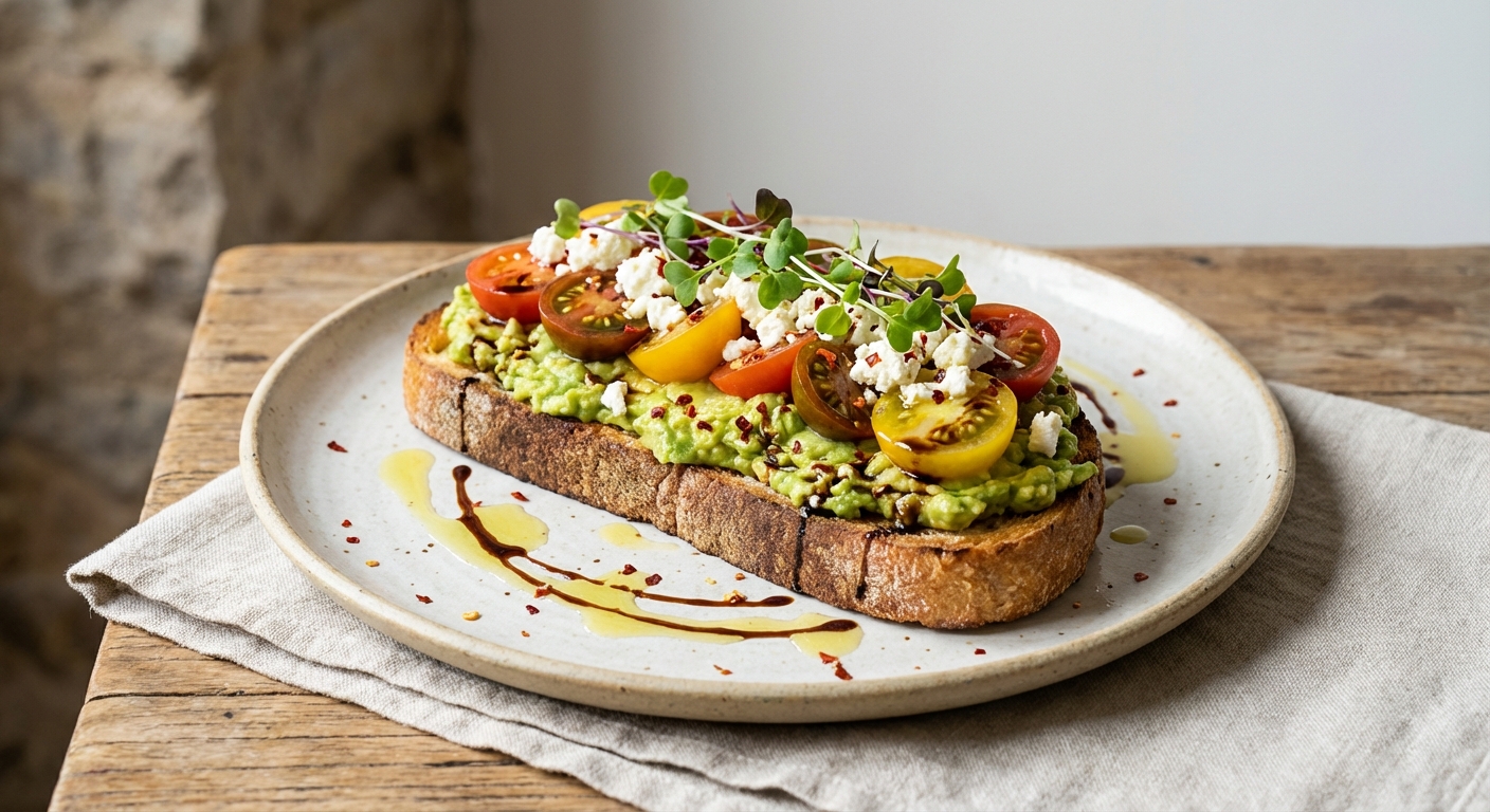 Avocado Toast with Cherry Tomatoes & Feta (Egg-Free)