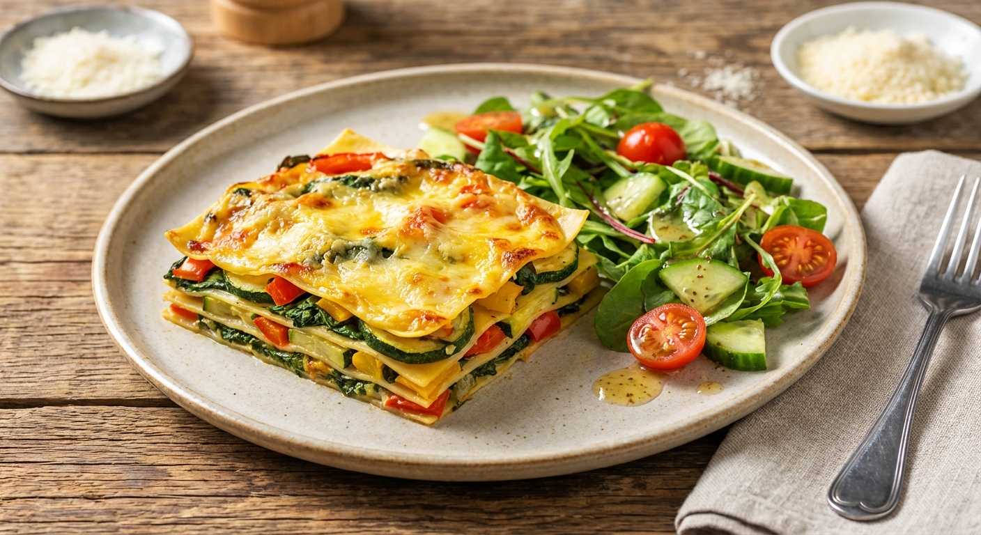 Vegetable Lasagna with Side Salad