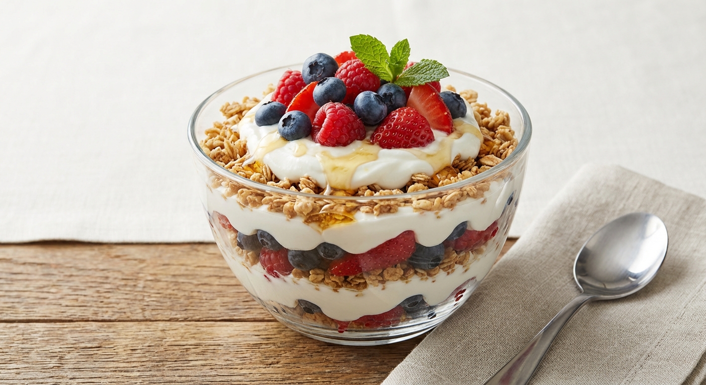 Greek Yogurt Parfait with Berries & Granola