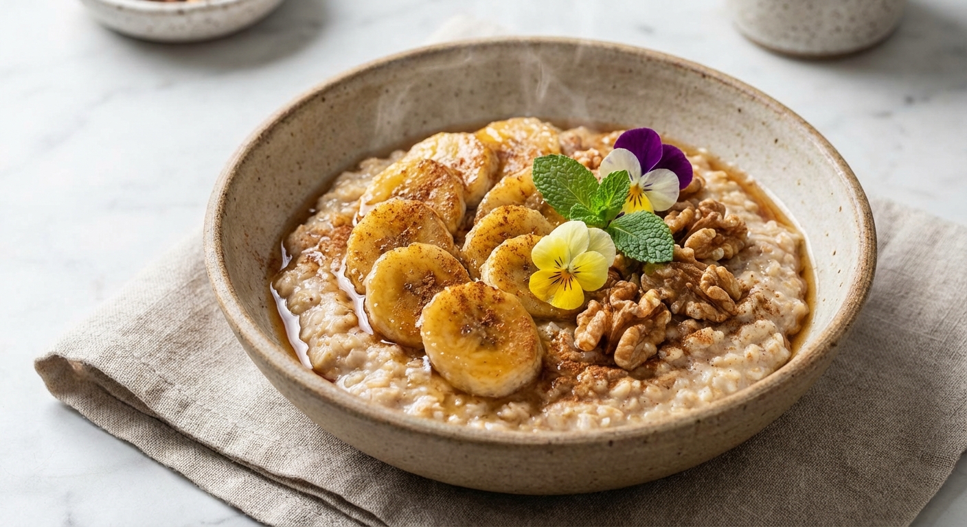 Warm Oatmeal with Banana, Walnuts & Cinnamon