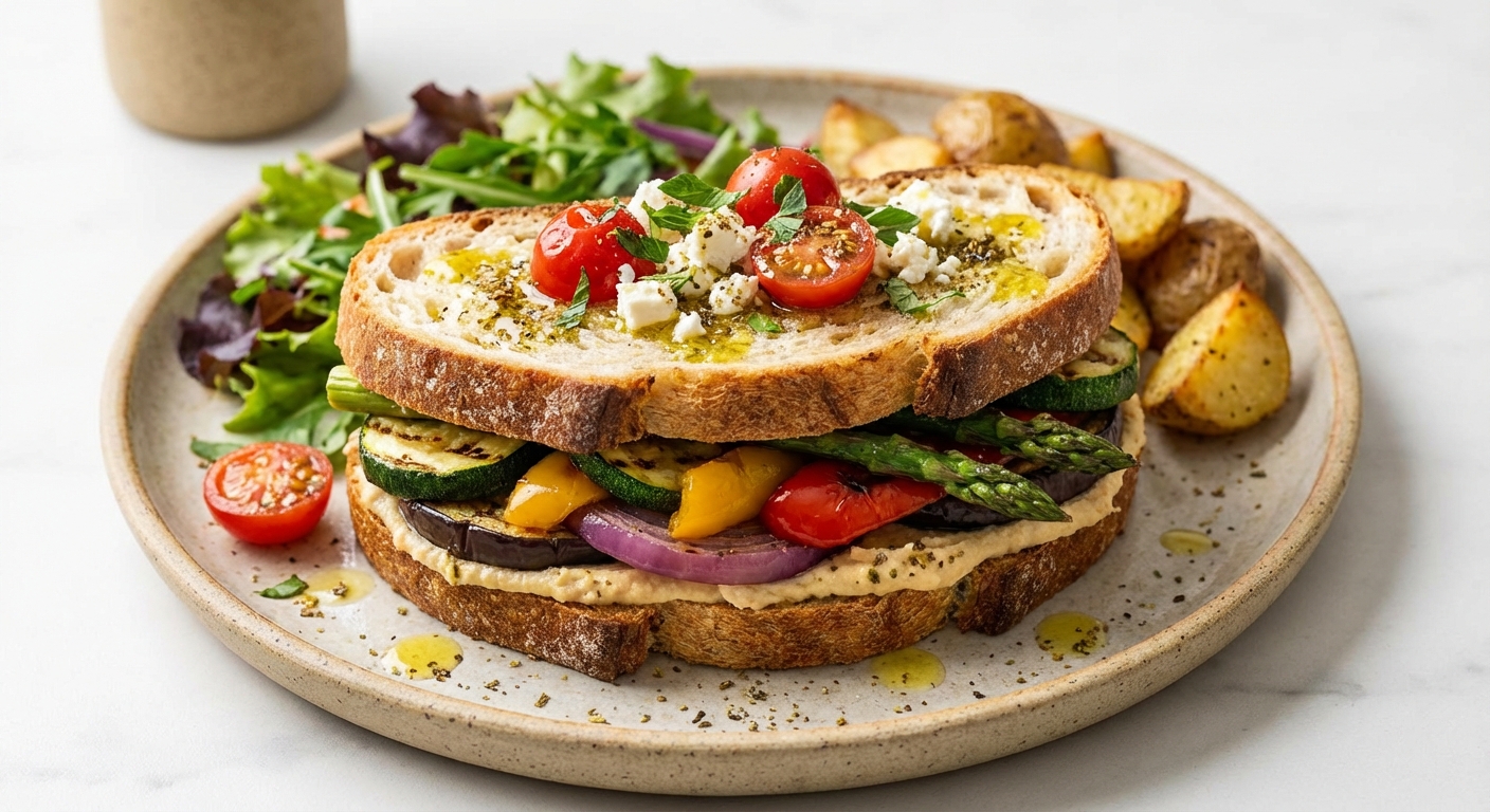 Grilled Vegetable & Hummus Sandwich