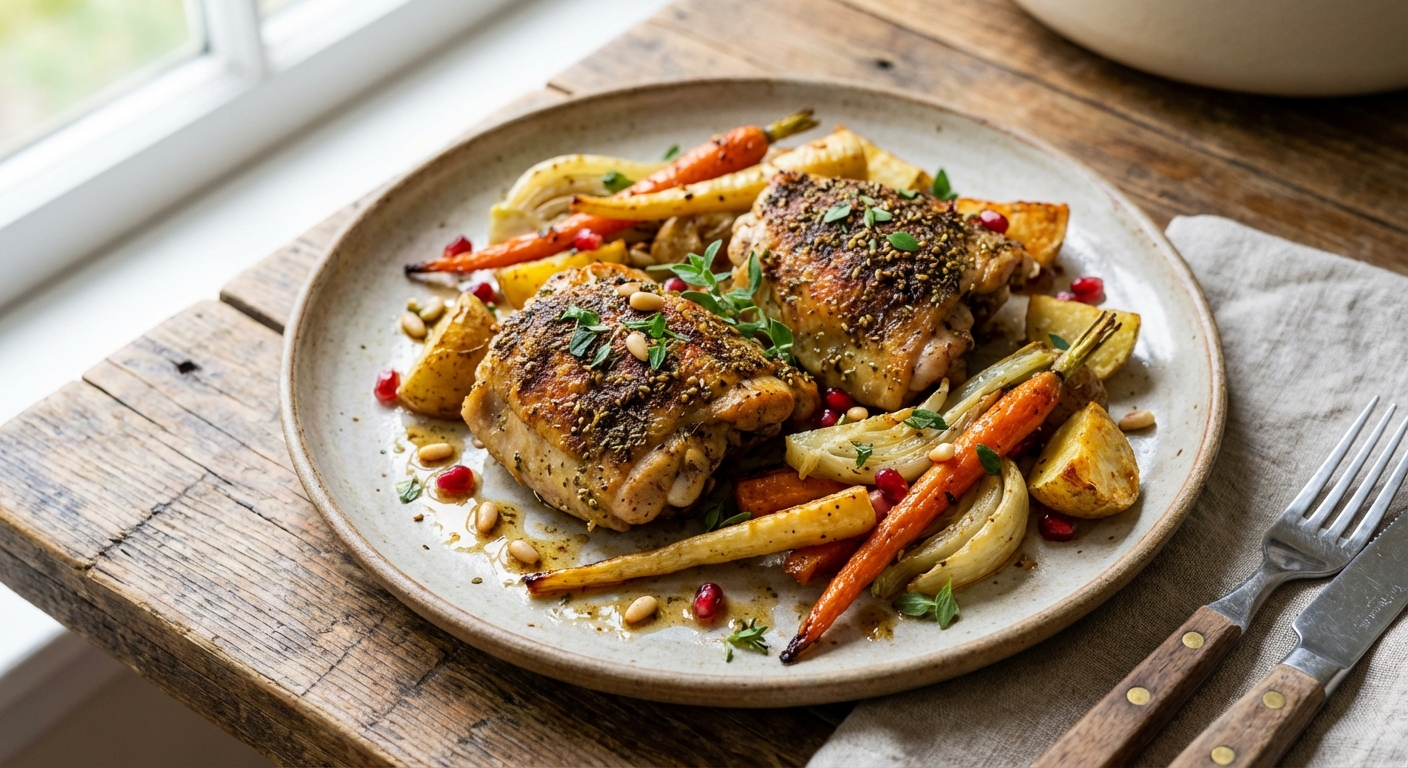 Roasted Chicken Thighs with Za'atar & Root Vegetables