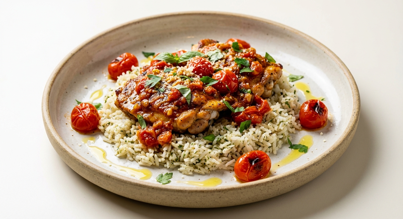 Garlic Tomato Chicken with Rice