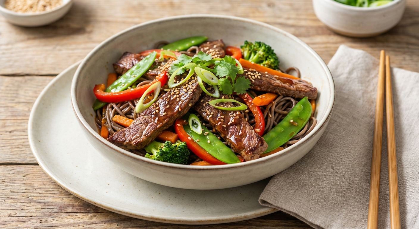 Lean Beef & Vegetable Stir-Fry with Soba Noodles