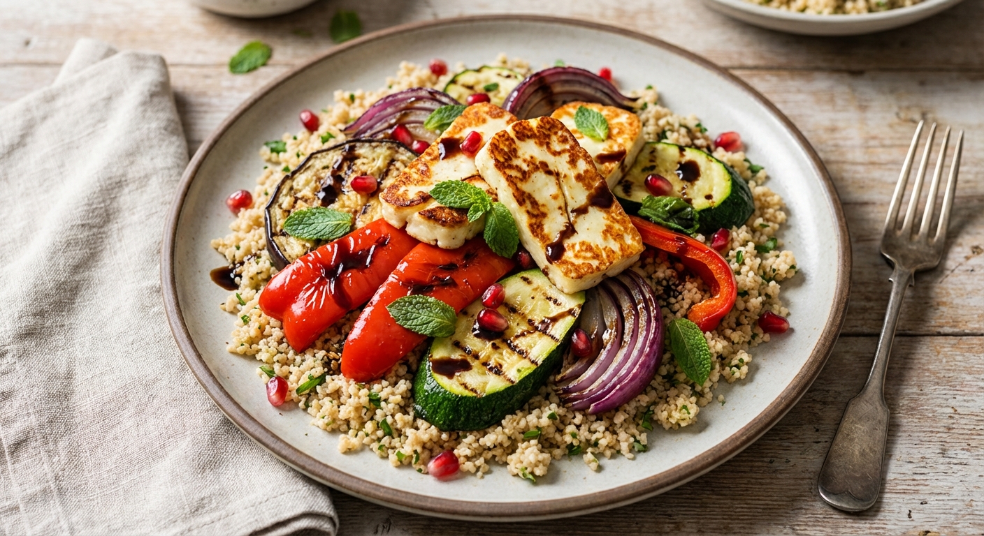 Grilled Vegetable & Halloumi Salad with Whole‑Wheat Couscous