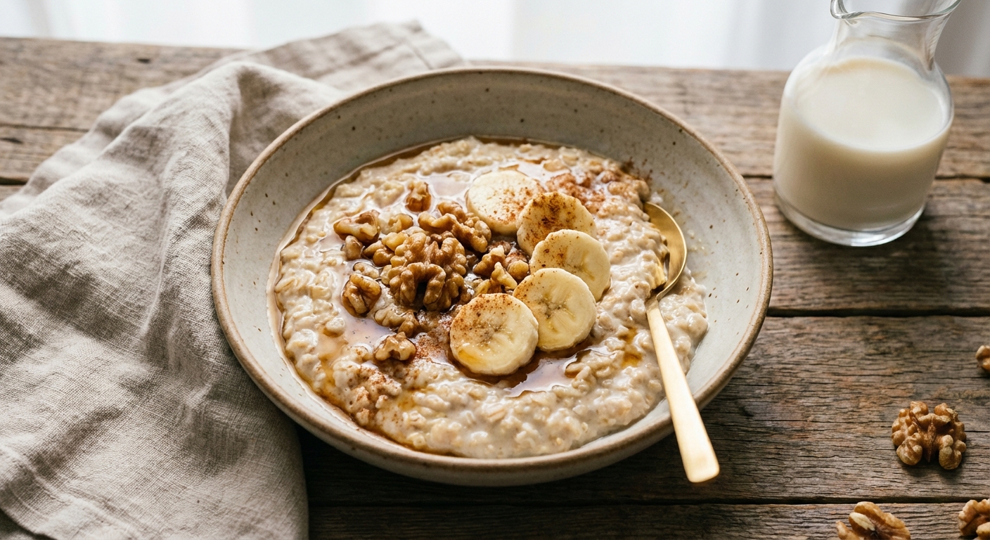 Creamy Overnight Oats with Banana & Walnuts