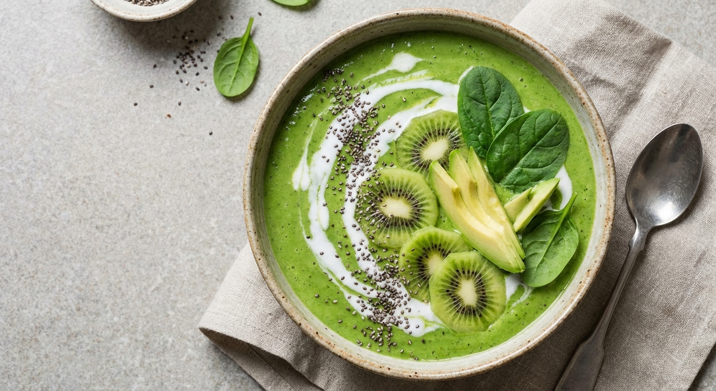 Green Smoothie with Avocado, Spinach & Coconut