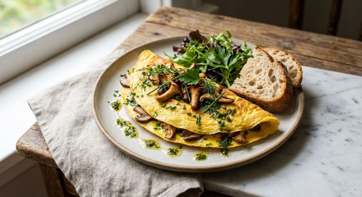 Egg & Mushroom Omelette with Fresh Herbs
