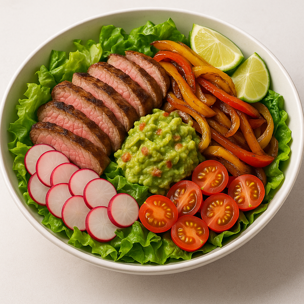 Steak Fajita Salad with Guacamole