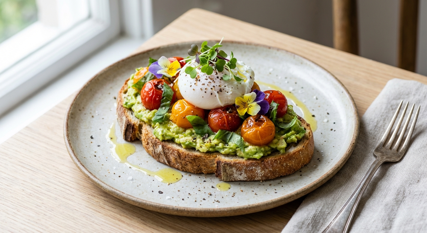 Avocado Toast with Tomato and Basil