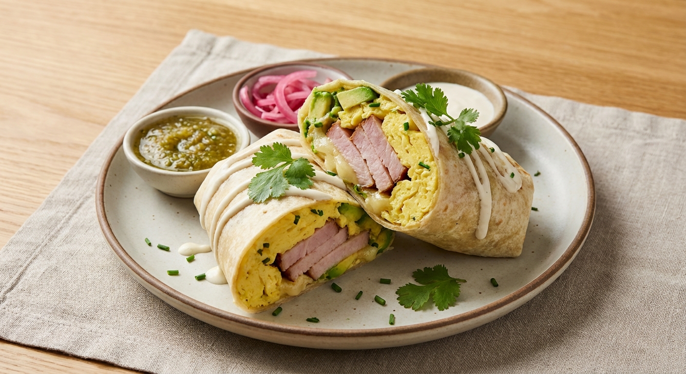 Scrambled Eggs & Smoked Turkey Breakfast Burrito