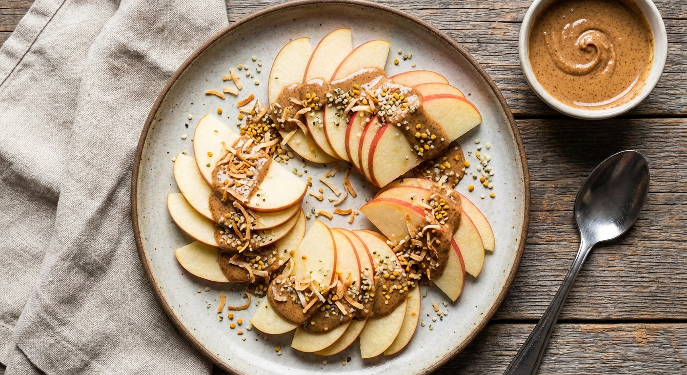 Apple Slices with Almond Butter & Toasted Coconut
