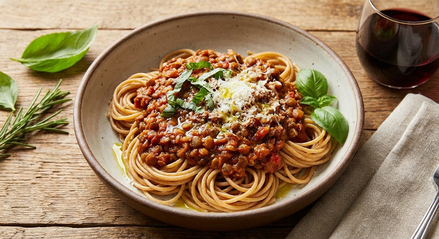 Lentil Bolognese with Whole Wheat Spaghetti