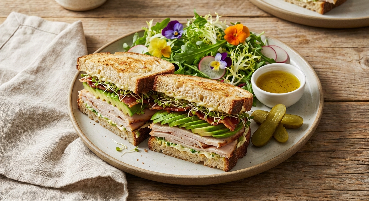 Turkey & Avocado Sandwich with Mixed Salad