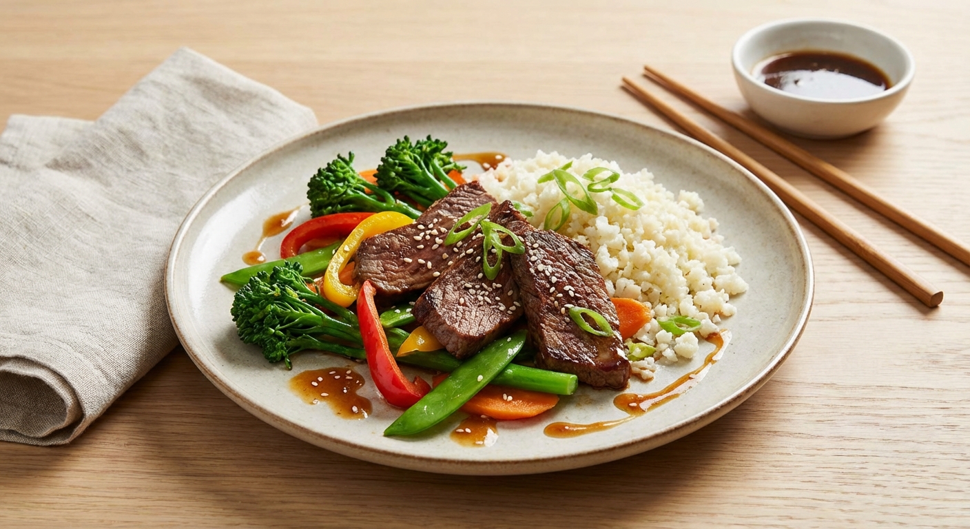 Beef & Vegetable Stir-fry with Cauliflower Rice