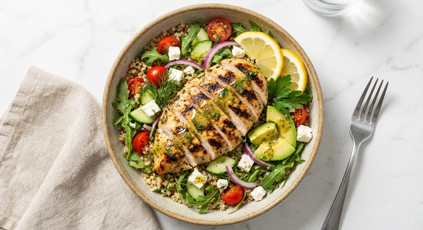 Grilled Lemon-Herb Chicken Salad with Quinoa