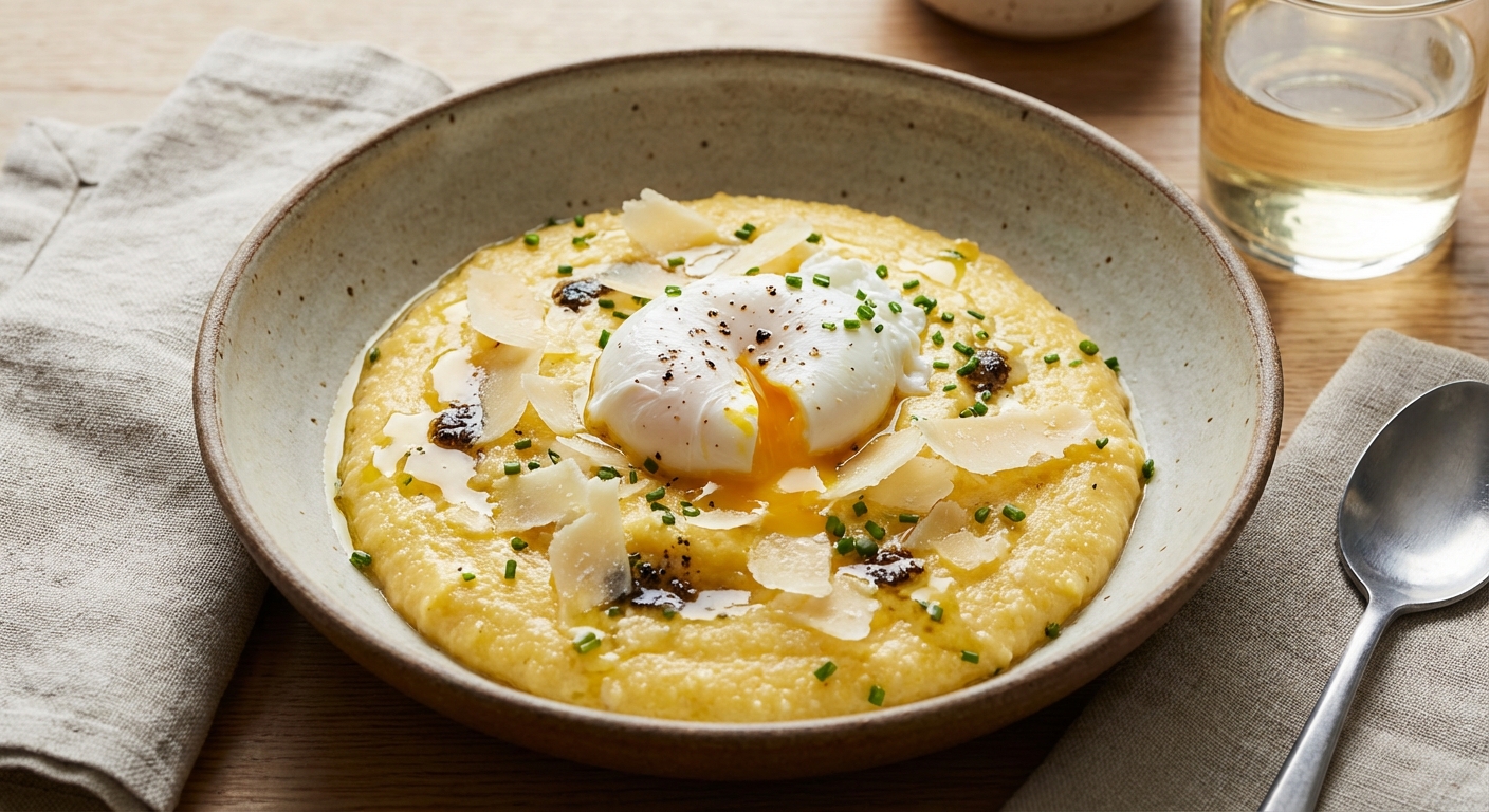 Savory Polenta with Poached Egg & Parmesan
