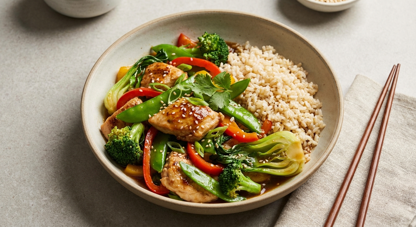Chicken & Vegetable Stir-Fry with Brown Rice