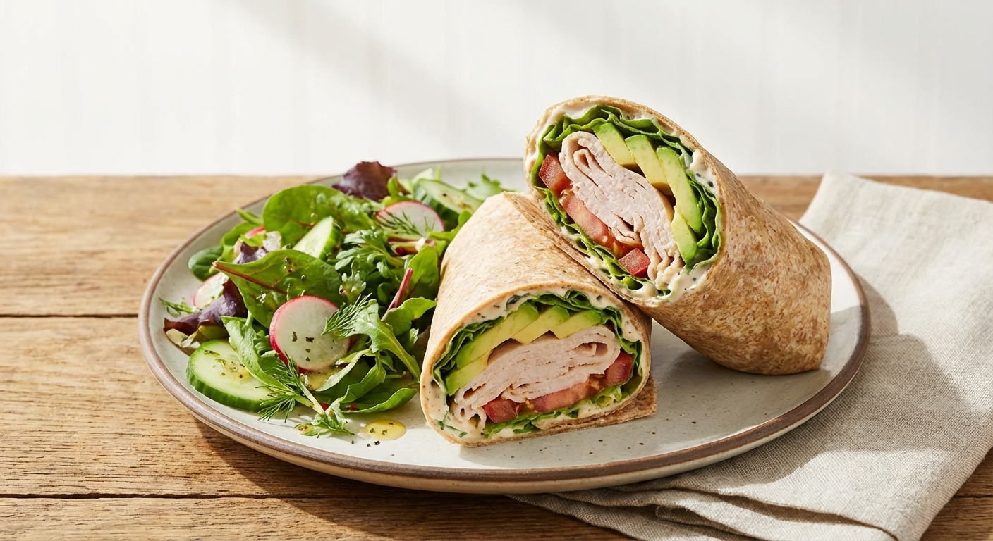 Turkey & Avocado Whole-wheat Wrap with Side Salad