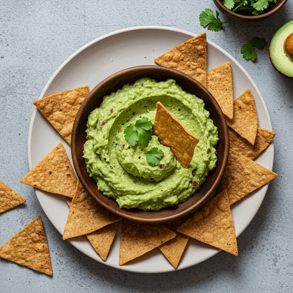 Classic Guacamole with Homemade Tortilla Chips - Delicious Homemade Recipe