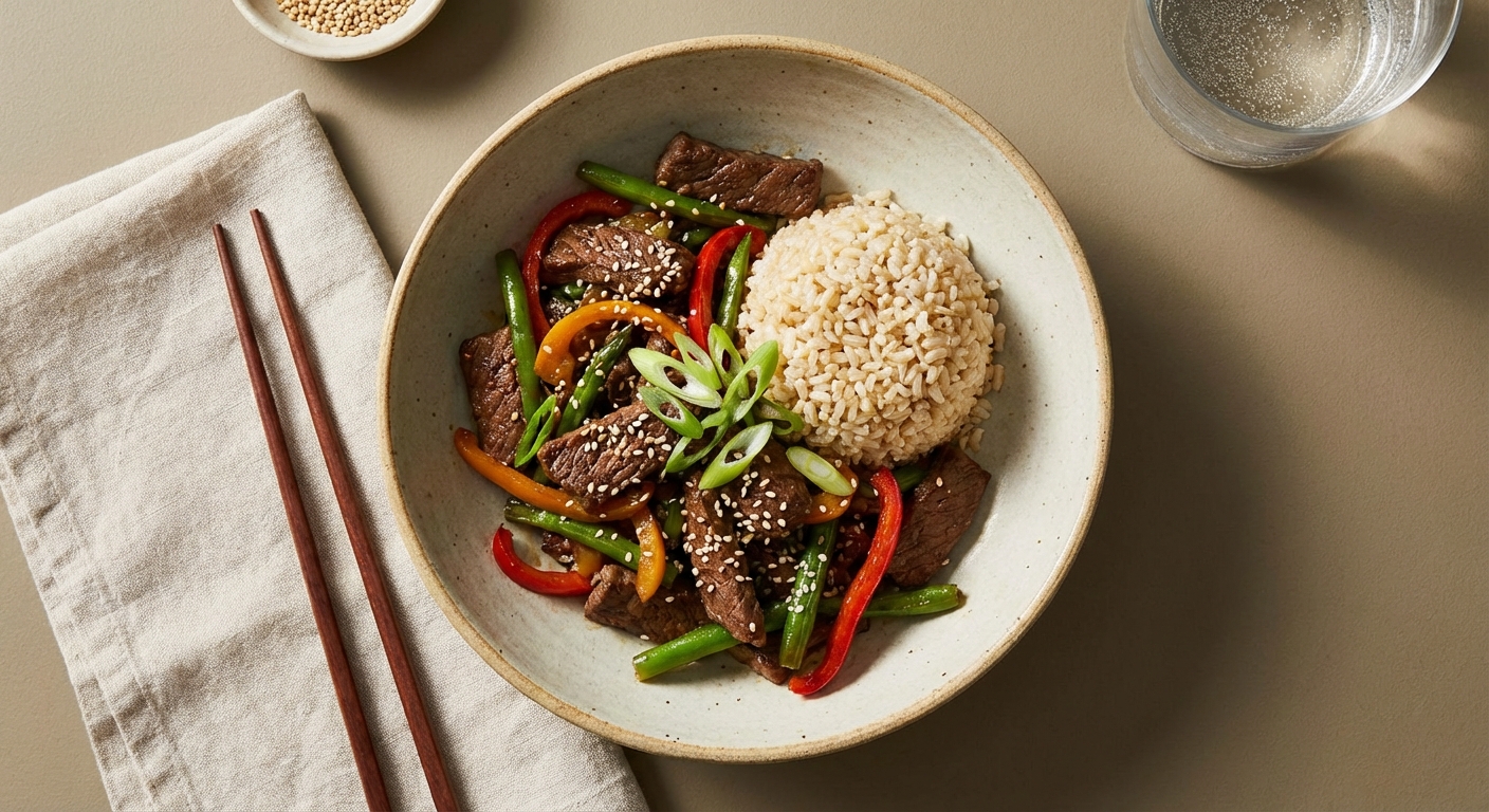 Beef & Vegetable Stir‑Fry with Brown Rice (Egg‑Free)