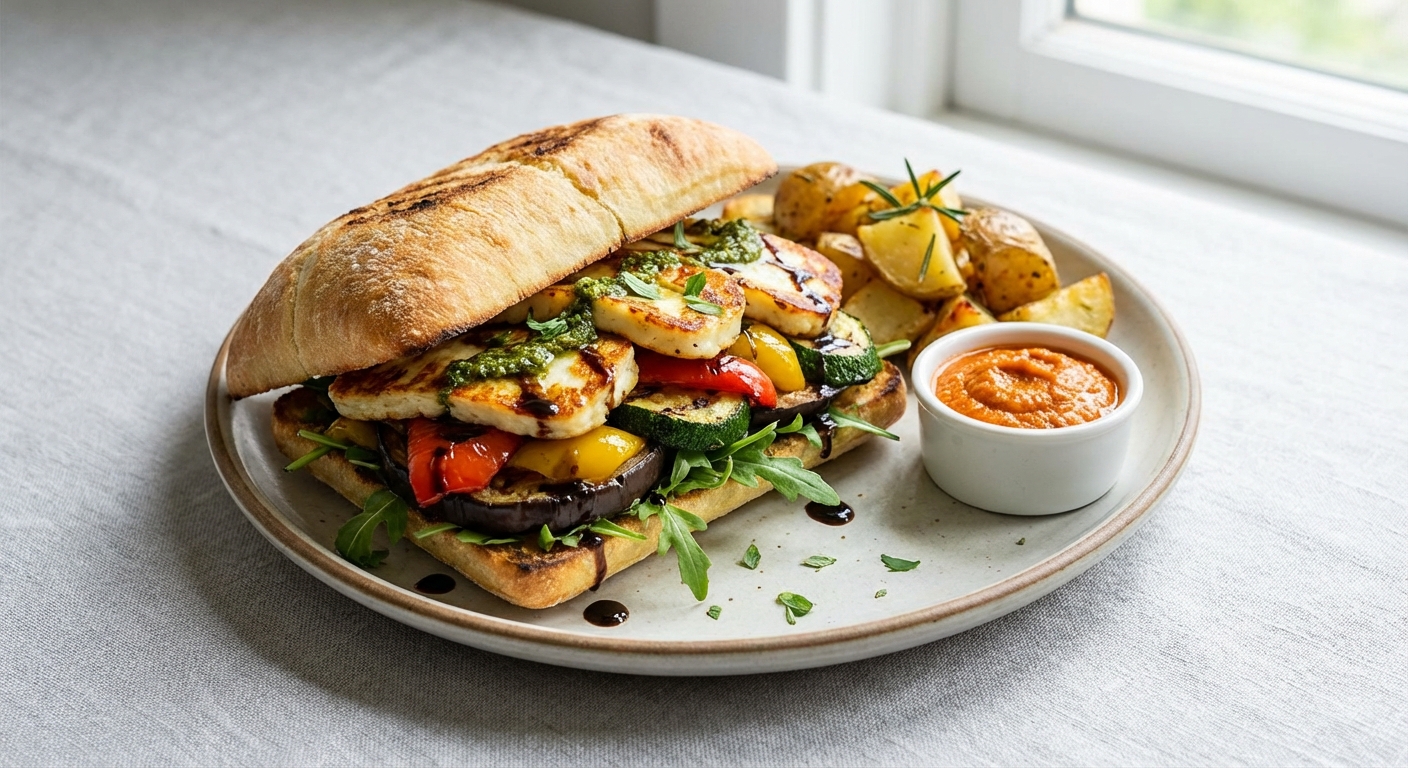 Grilled Vegetable & Halloumi Ciabatta Sandwich