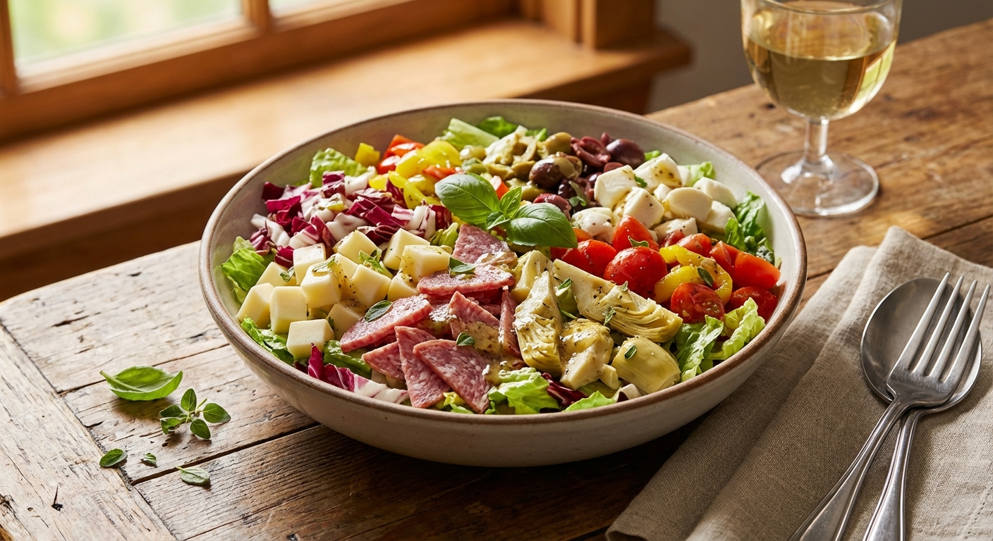 Italian Chopped Salad with Salami & Mozzarella