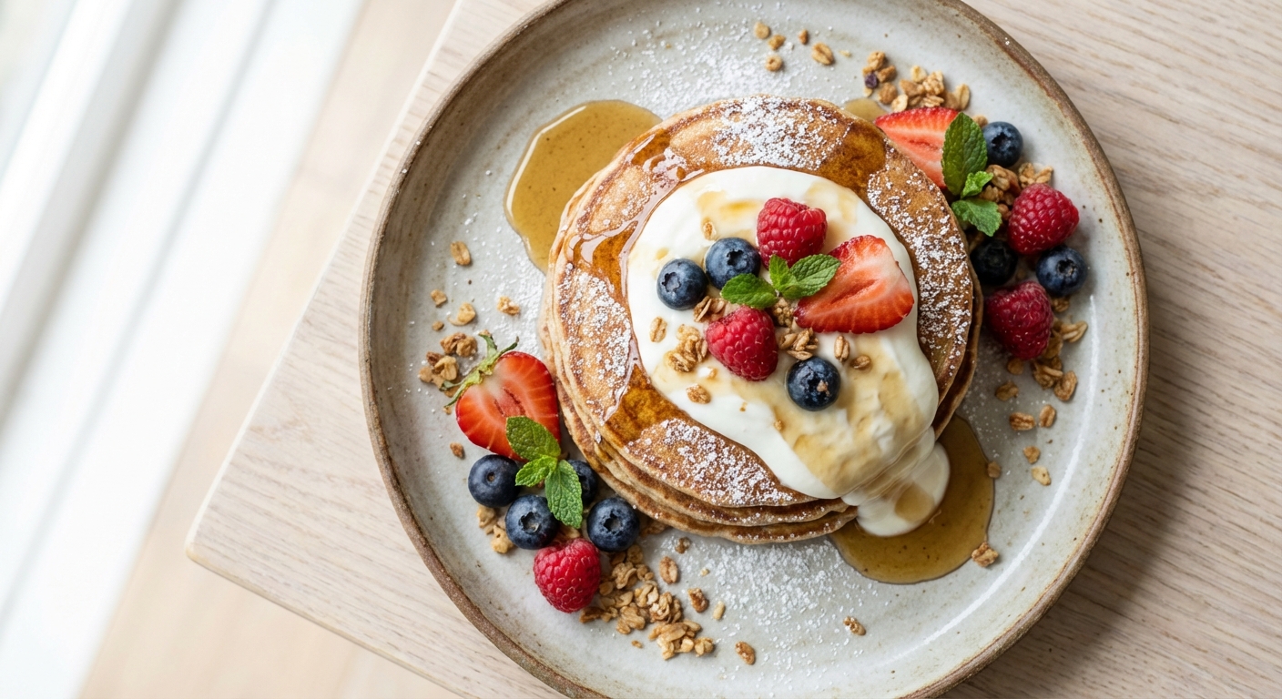 Whole-Grain Pancakes with Berries & Greek Yogurt