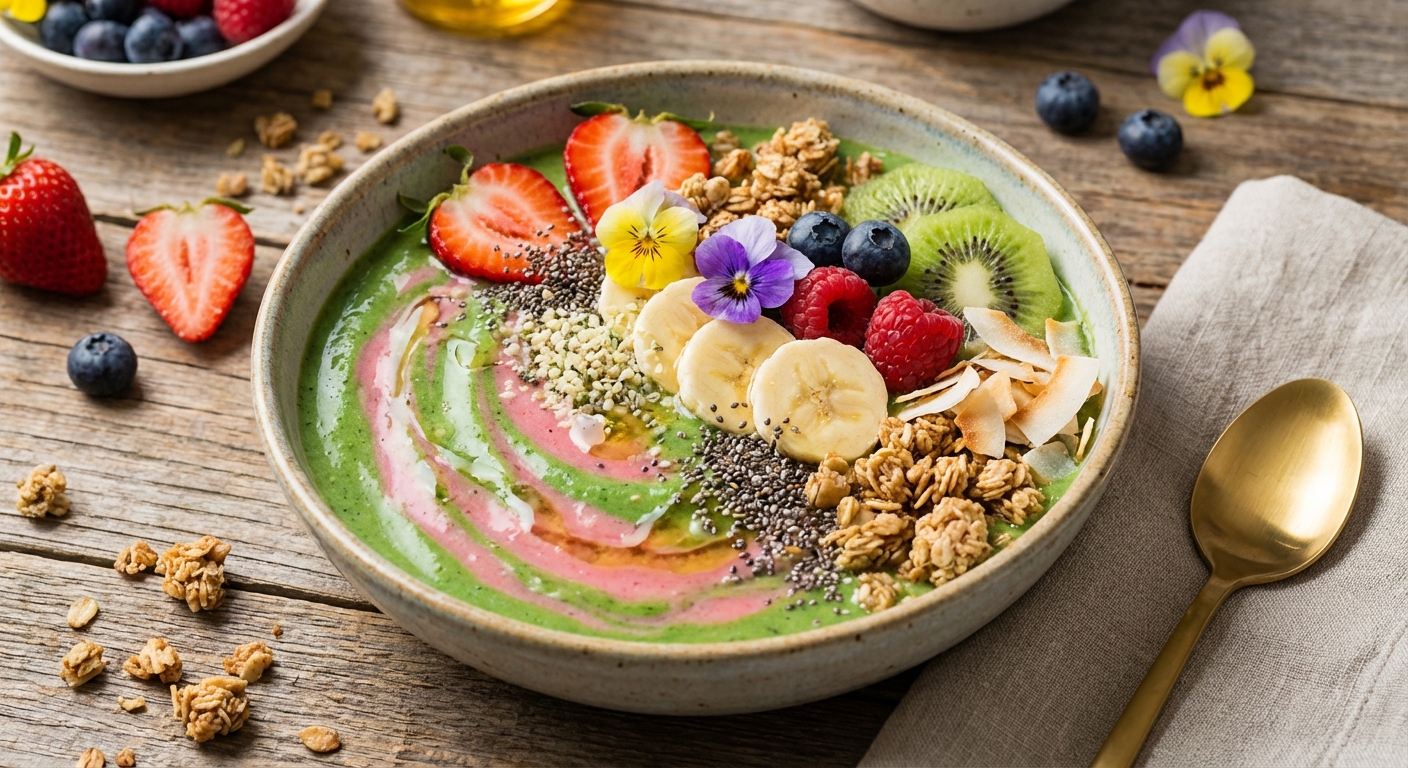 Strawberry-Banana Spinach Smoothie Bowl