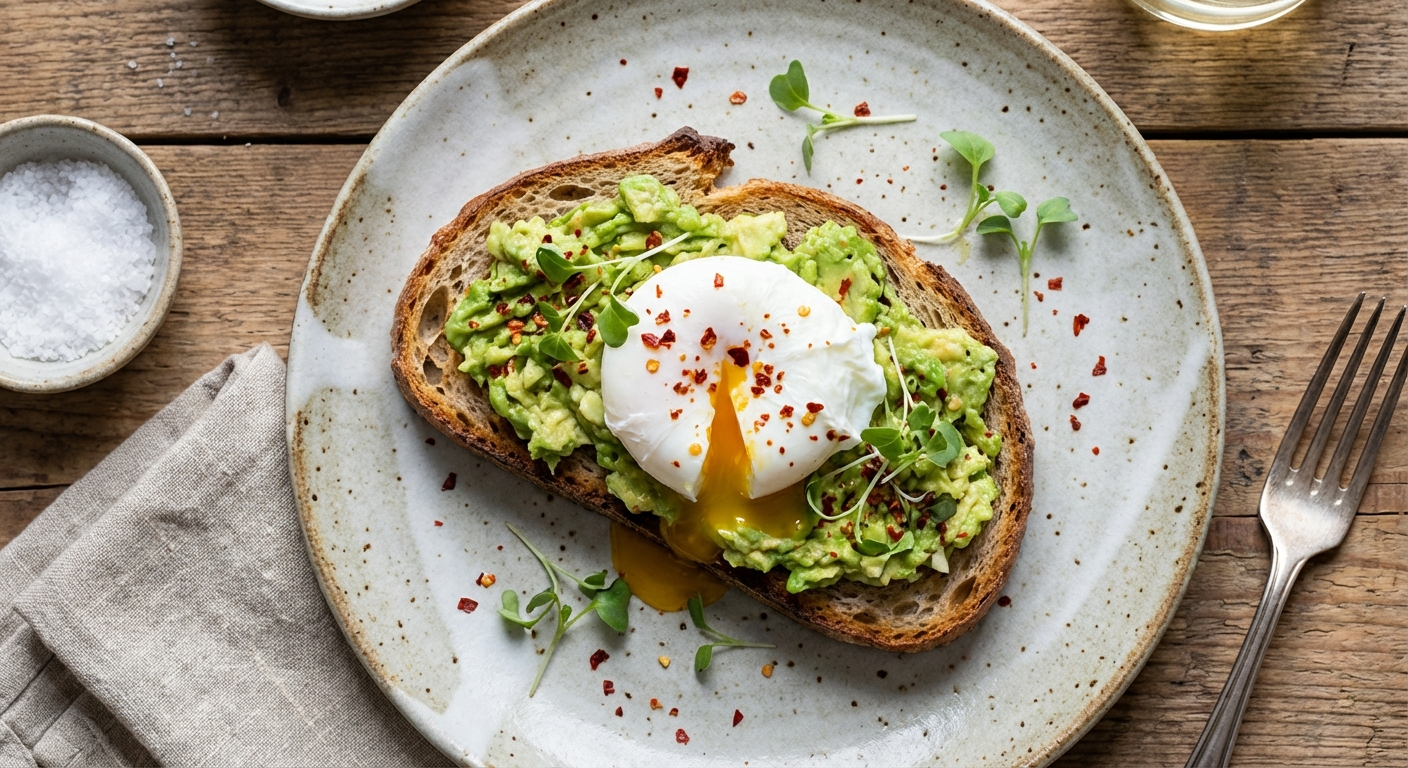 Avocado Toast with Poached Egg and Chili Flakes