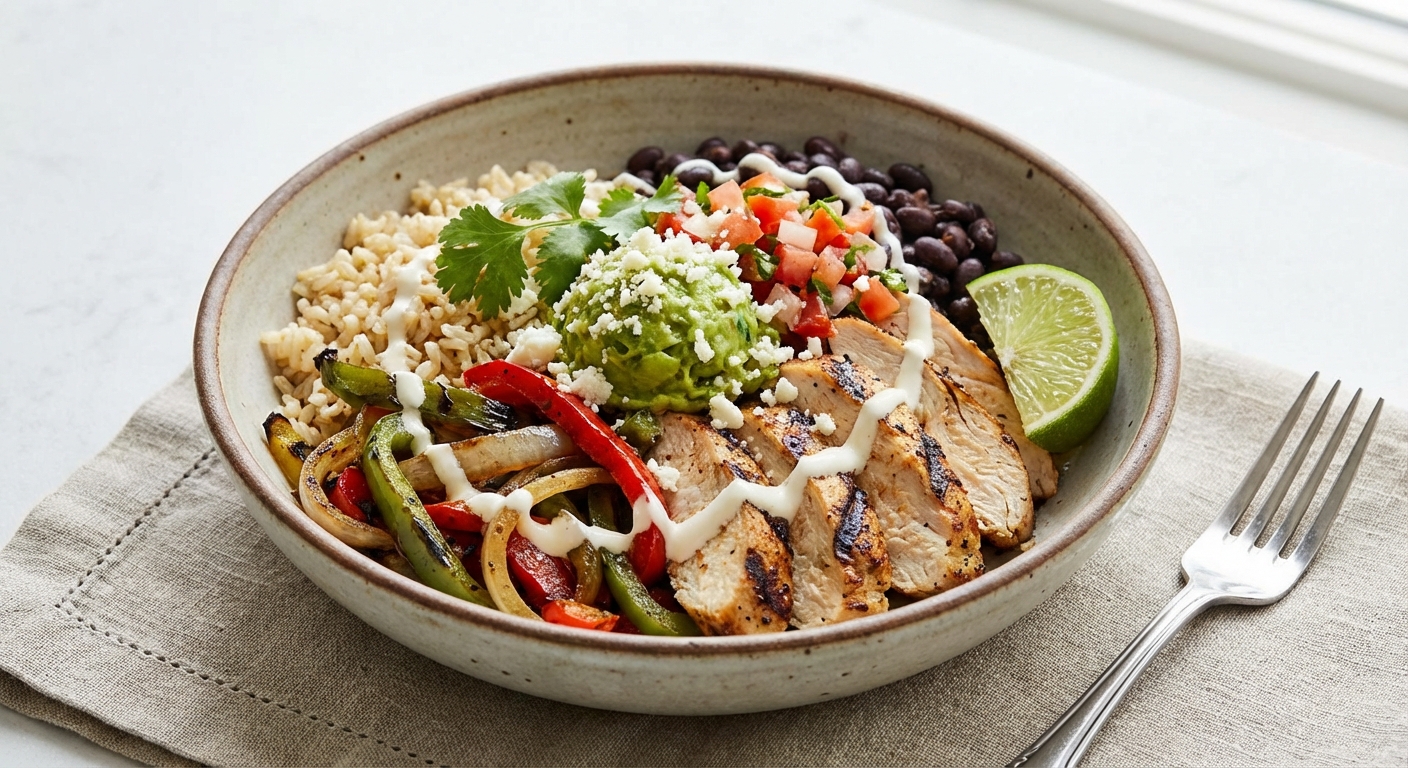 Chicken Fajita Bowl with Brown Rice & Black Beans
