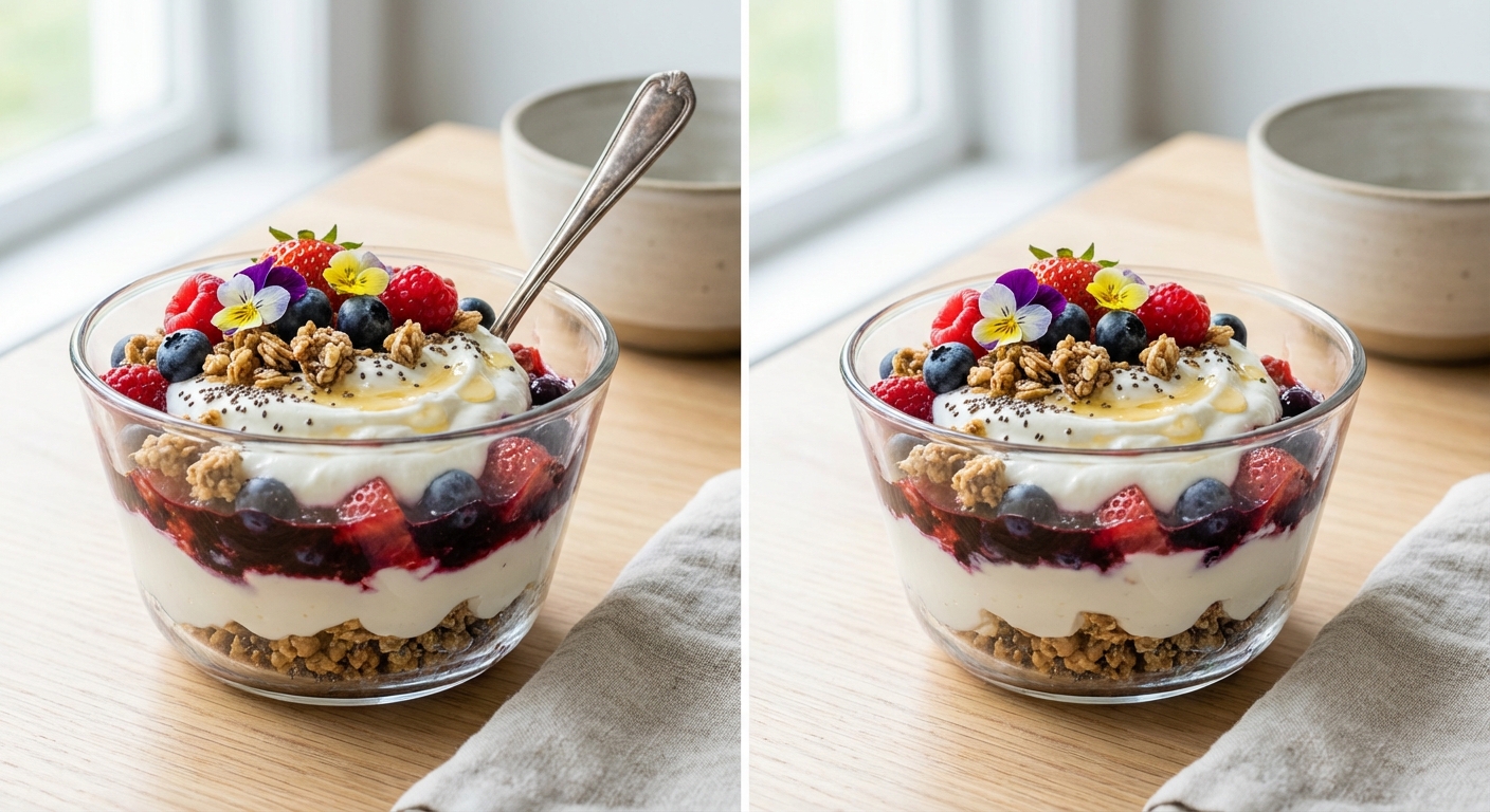 Greek Yogurt Berry Parfait with Granola & Chia