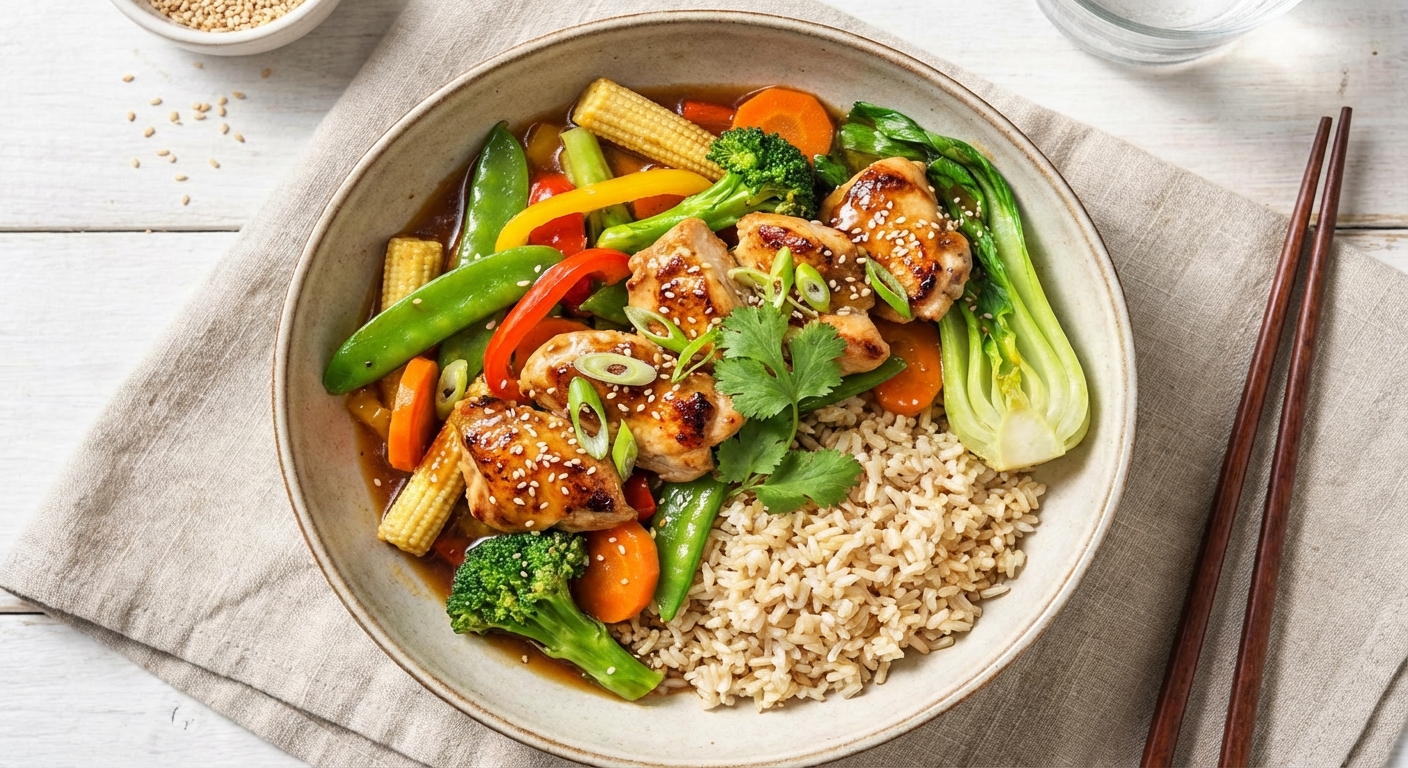 Chicken & Vegetable Stir-Fry with Brown Rice