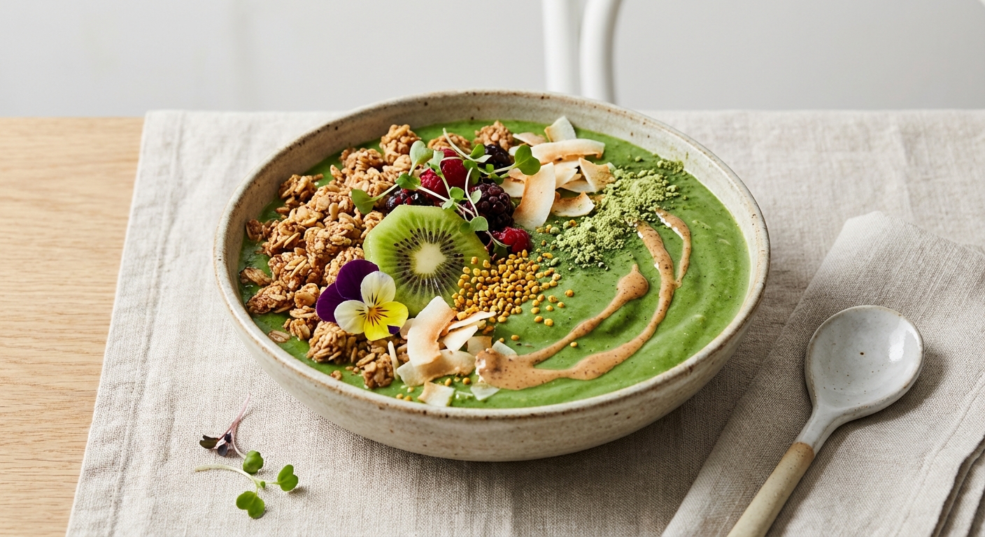 Green Smoothie Bowl with Pea Protein & Granola