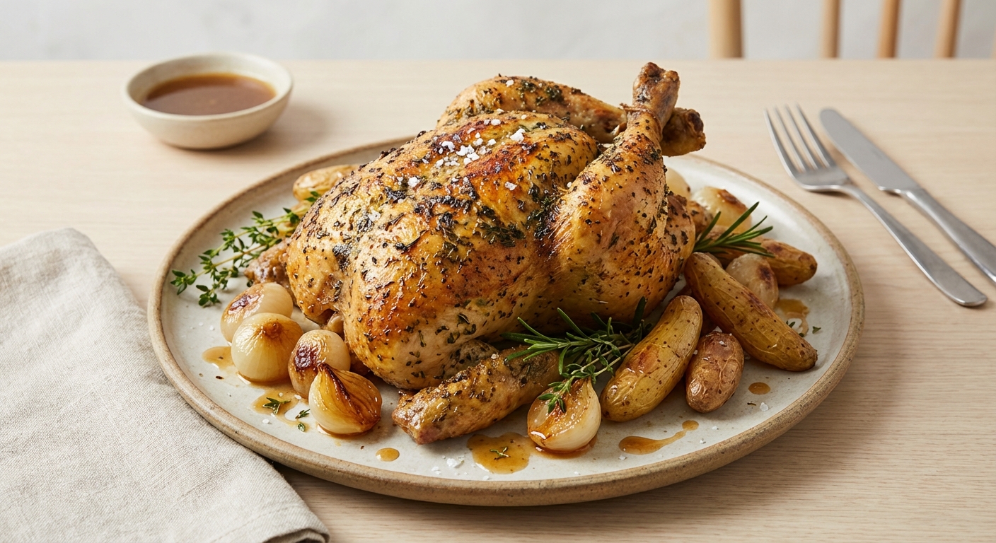 Roasted Chicken with Onion and Potato
