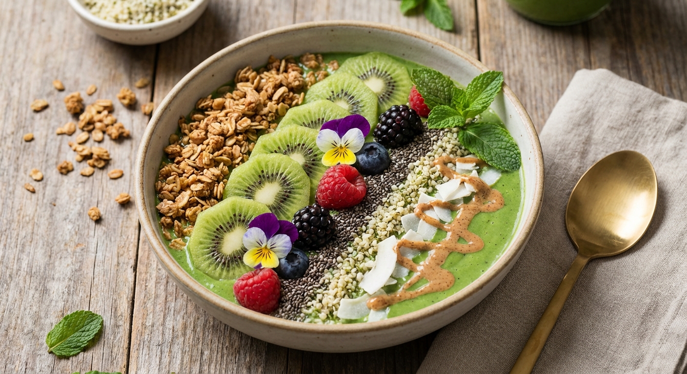 Green Protein Smoothie Bowl with Granola
