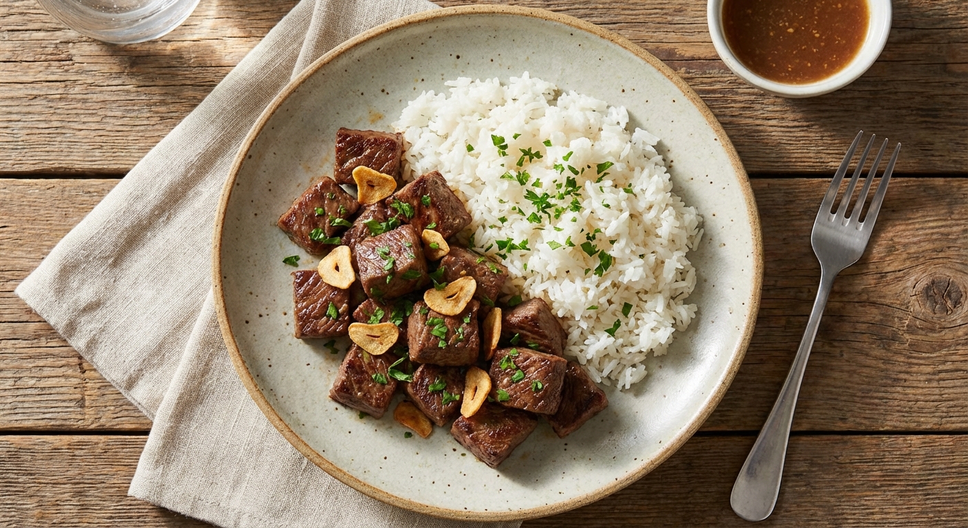 Butter Garlic Beef with Rice