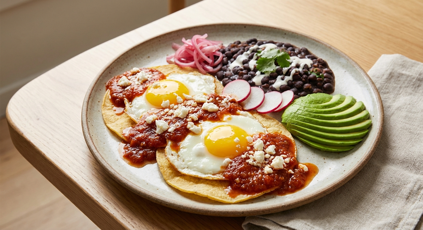 Huevos Rancheros with Black Beans and Avocado