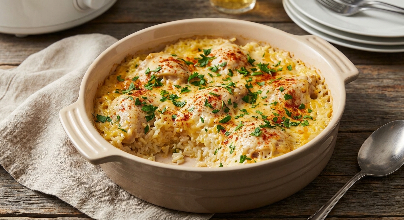 Slow-Cooker Buttermilk Chicken & Cheesy Rice Casserole