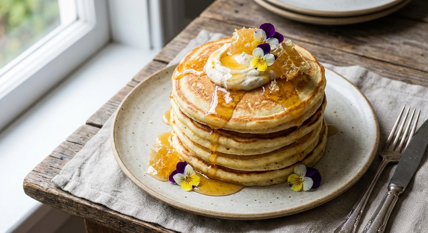 Vanilla Bean Honey Pancakes (Whipped-Egg Style)