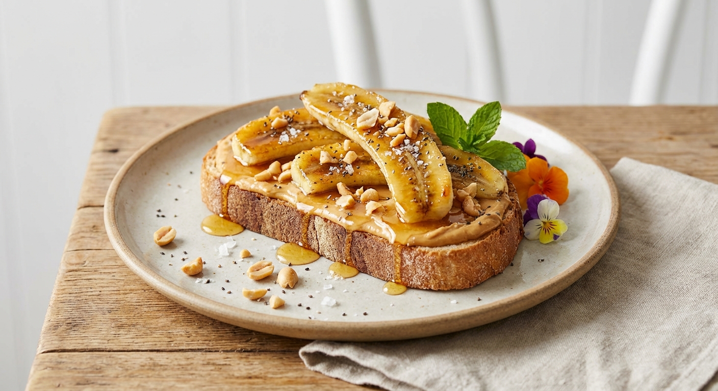 Peanut Butter & Banana Toast with Honey