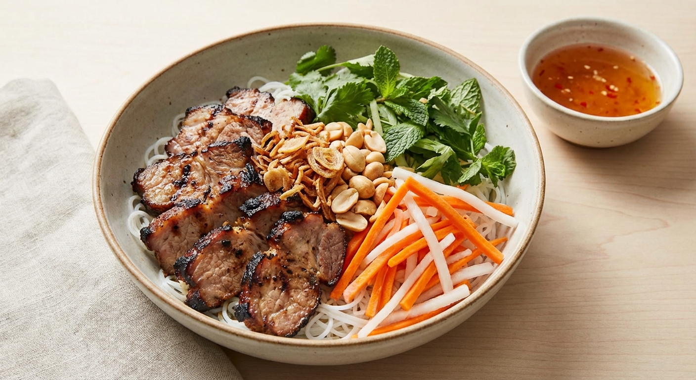 Vietnamese Vermicelli Bowl with Grilled Pork & Pickled Veg