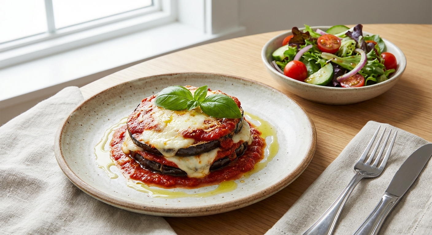Eggplant Parmigiana with Side Salad